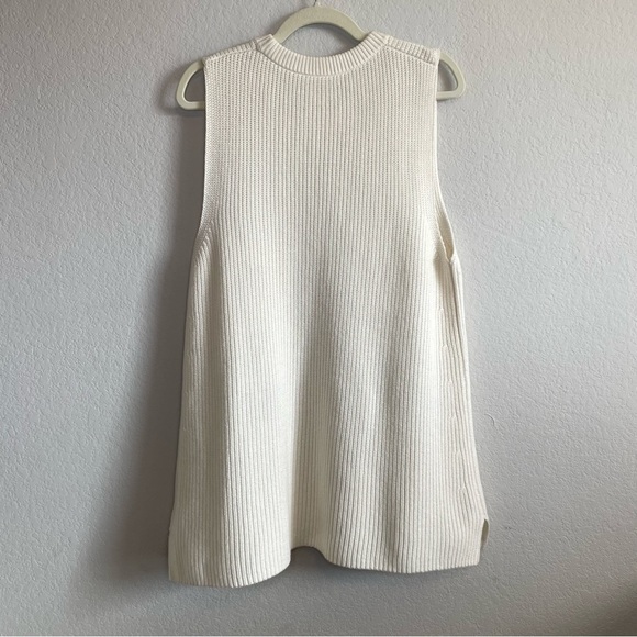 6397 Sleeveless Ribbed Tunic in Ivory Organic Cotton Cashmere Blend Shirt Top - Picture 7 of 14